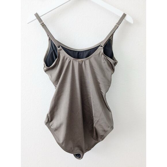 CALVIN KLEIN Starburst Solid One Piece Tank Swimsuit Metallic Bronze Sz 8 - Picture 8 of 10